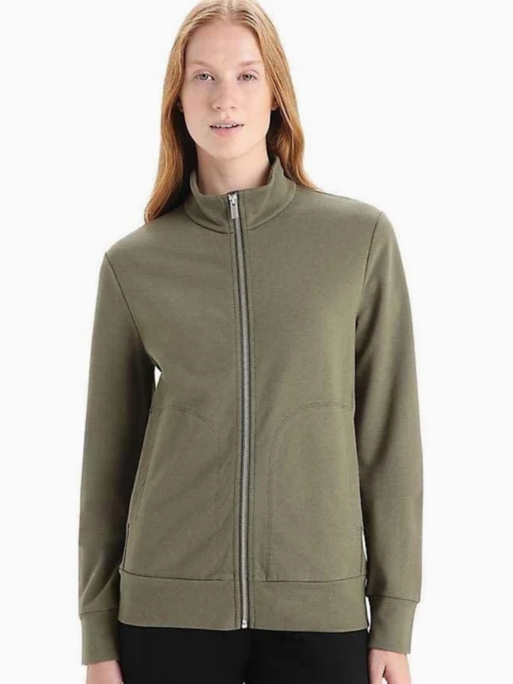 ICEBREAKER WOMENS CENTRAL CLASSIC LS Full ZIP SWEATSHIRT Olive M